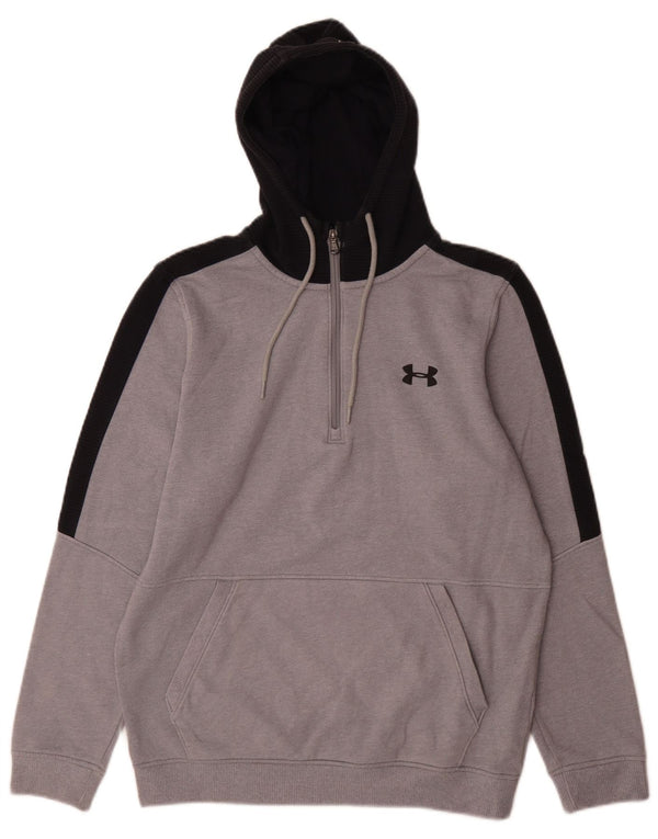Felpa con cappuccio da uomo Under Armour con zip e collo, piccola, in cotone color block grigio