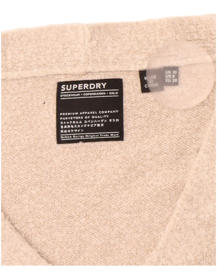 Maglione oversize da donna con scollo a V SUPERDRY UK 10 Piccolo acrilico beige