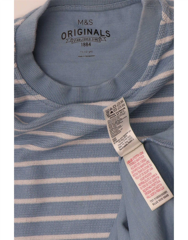 Maglietta Marks & Spencer da bambino a maniche lunghe 11-12 anni in cotone a righe blu
