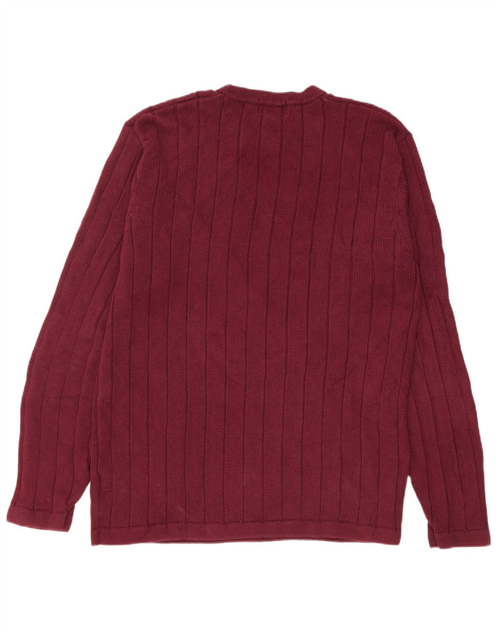 Maglione maglione girocollo alto da uomo Eddie Bauer in cotone bordeaux medio
