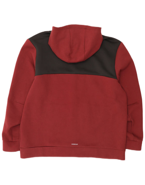 Felpa con cappuccio e zip Adidas Aeroready da uomo 2XL in cotone color block bordeaux