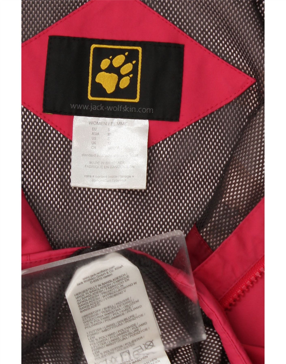 JACK WOLFSKIN Giacca antipioggia da donna con cappuccio UK 10 Small Rosa Poliammide