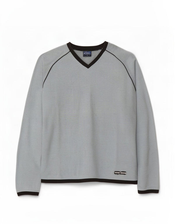Asics Donna Top Manica Lunga UK 16 Large Blu Cotone