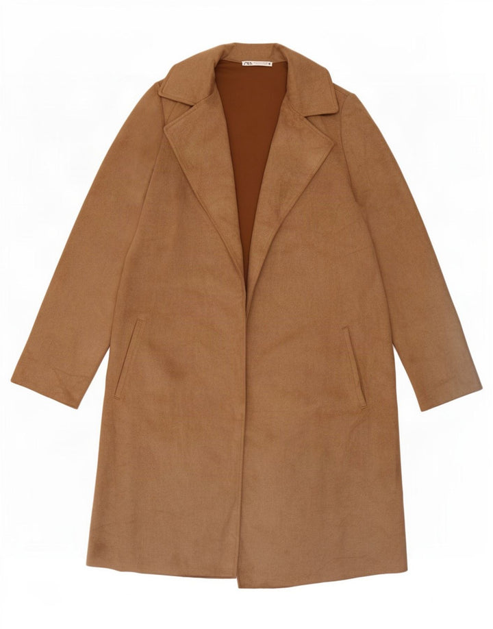 Soprabito aperto da donna Zara UK 10 piccolo poliestere marrone