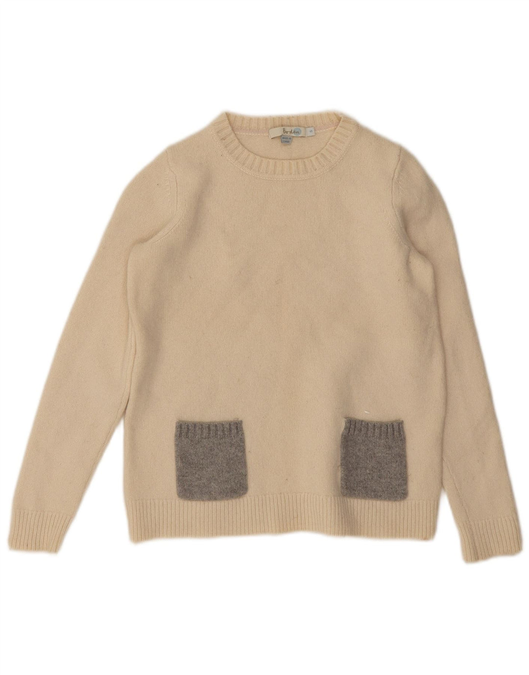Boden Donna Maglione Girocollo Maglione UK 10 Piccolo Beige Colorblock Lana