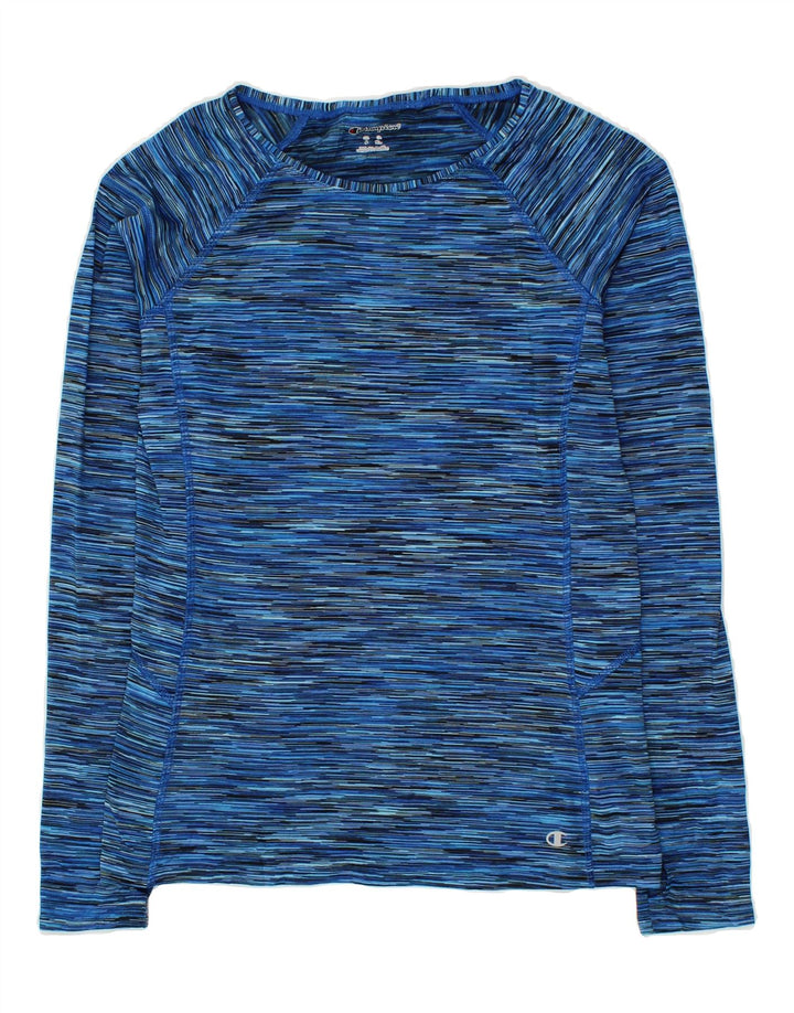 CHAMPION Womens Top Long Sleeve UK 12 Medium Blue Flecked Polyester Vintage Champion and Second-Hand Champion from Messina Hembry 