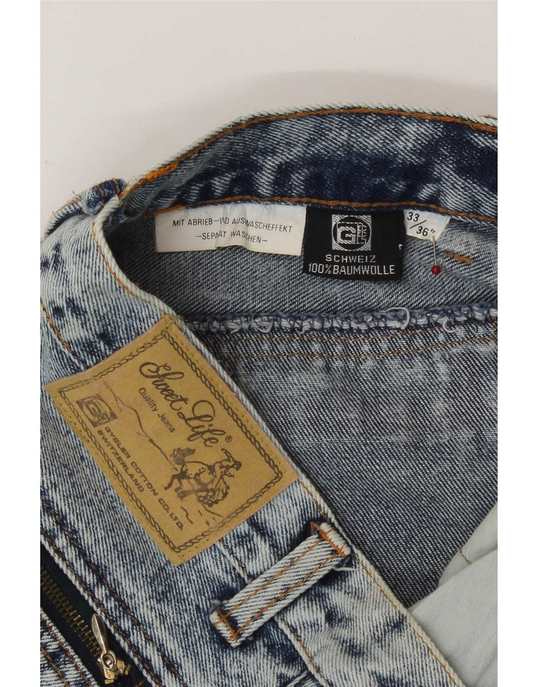 Jeans dritti da donna vintage W33 L30 in cotone blu