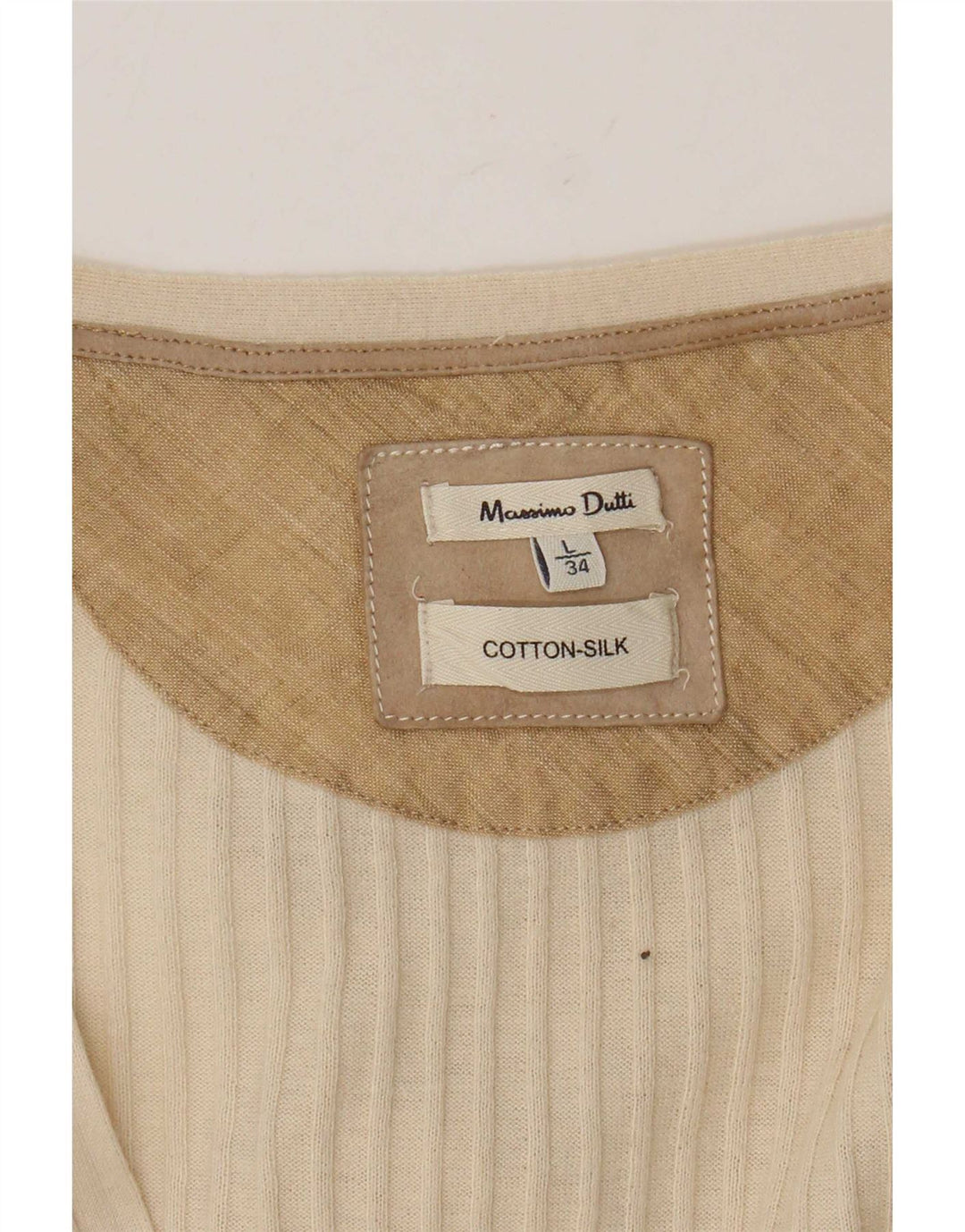 Maglione cardigan da donna Massimo Dutti UK 16 grande cotone beige