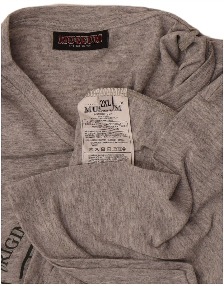 T-shirt grafica da uomo Museum Top 2XL cotone grigio