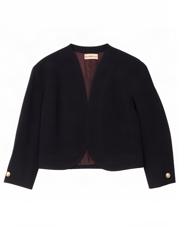 Giacca Bolero aperta da donna Roccobarocco UK 12 media lana blu navy
