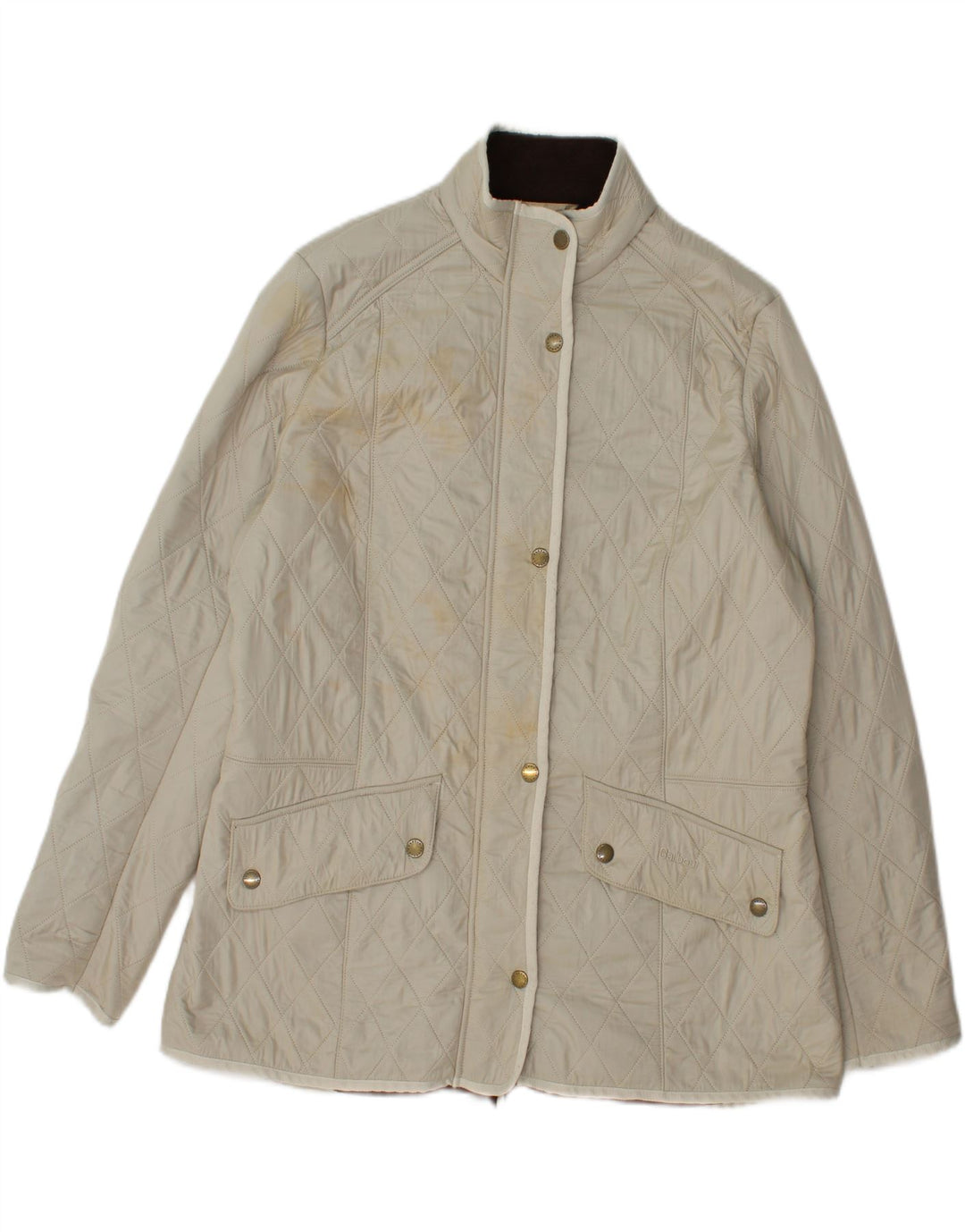 BARBOUR Womens Quilted Jacket UK 18 XL Beige Vintage Barbour and Second-Hand Barbour from Messina Hembry 