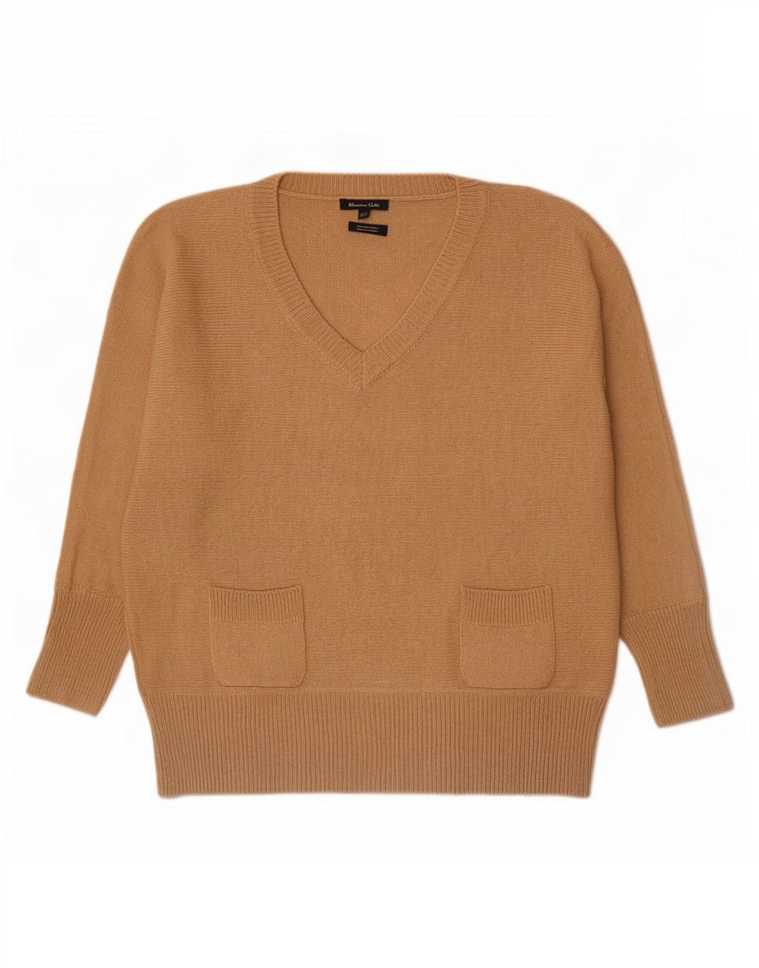 Maglione da donna con scollo a V Massimo Dutti UK 14 Lana beige medio
