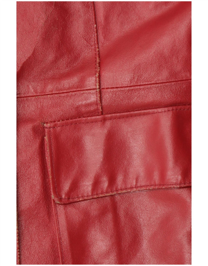 Cappotto in pelle vintage da donna UK 18 XL in pelle rossa