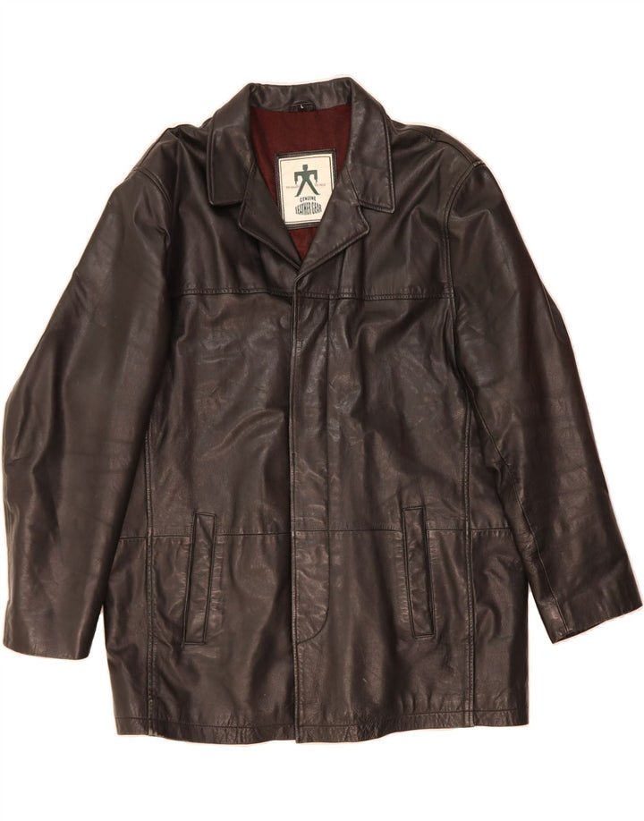 VINTAGE Mens Leather Jacket UK 40 Large Black Leather Vintage Vintage and Second-Hand Vintage from Messina Hembry 