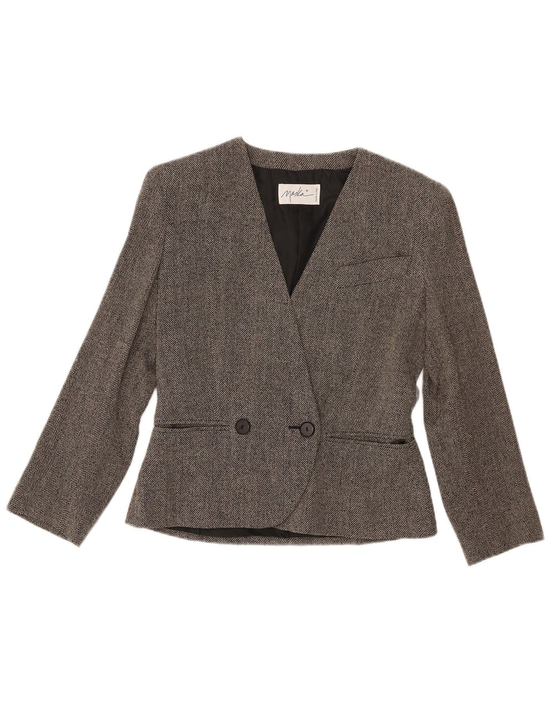 Giacca blazer doppiopetto da donna Maska IT 42 Grigio medio a spina di pesce
