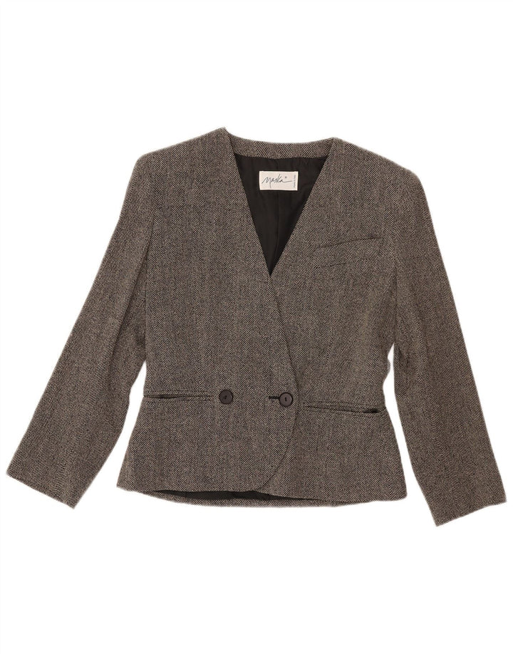 Giacca blazer doppiopetto da donna Maska IT 42 Grigio medio a spina di pesce