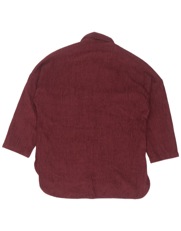 Camicia Zara da donna in velluto a coste oversize con maniche a 3/4 UK 10 piccola bordeaux