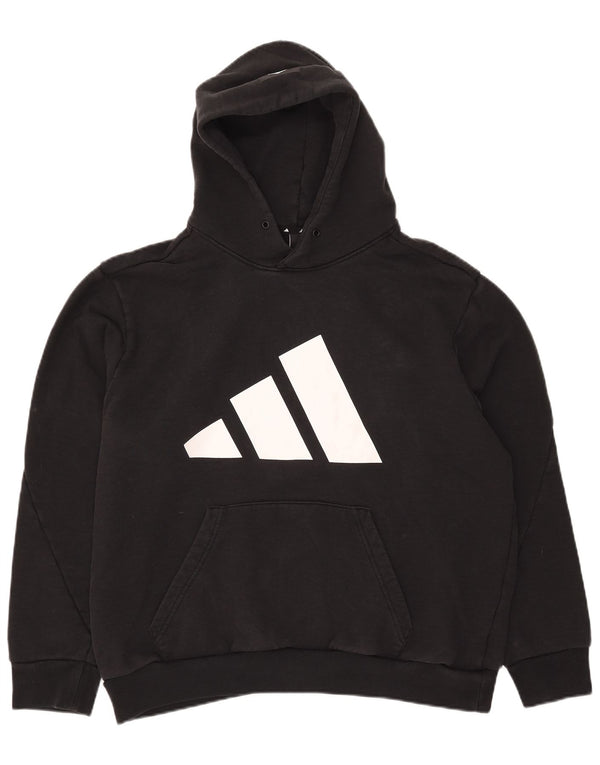 Felpa con cappuccio grafica da uomo Adidas XL in cotone nero