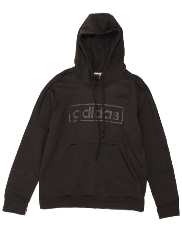 Felpa con cappuccio grafica Adidas Climawarm da donna UK 16/18 grande nera