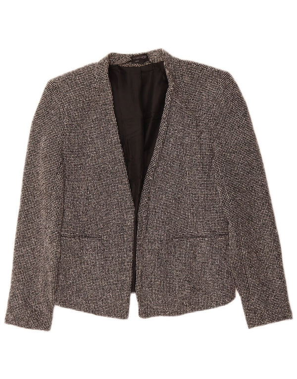 Giacca blazer aperta da donna Topshop UK 10 piccolo cotone a quadri neri