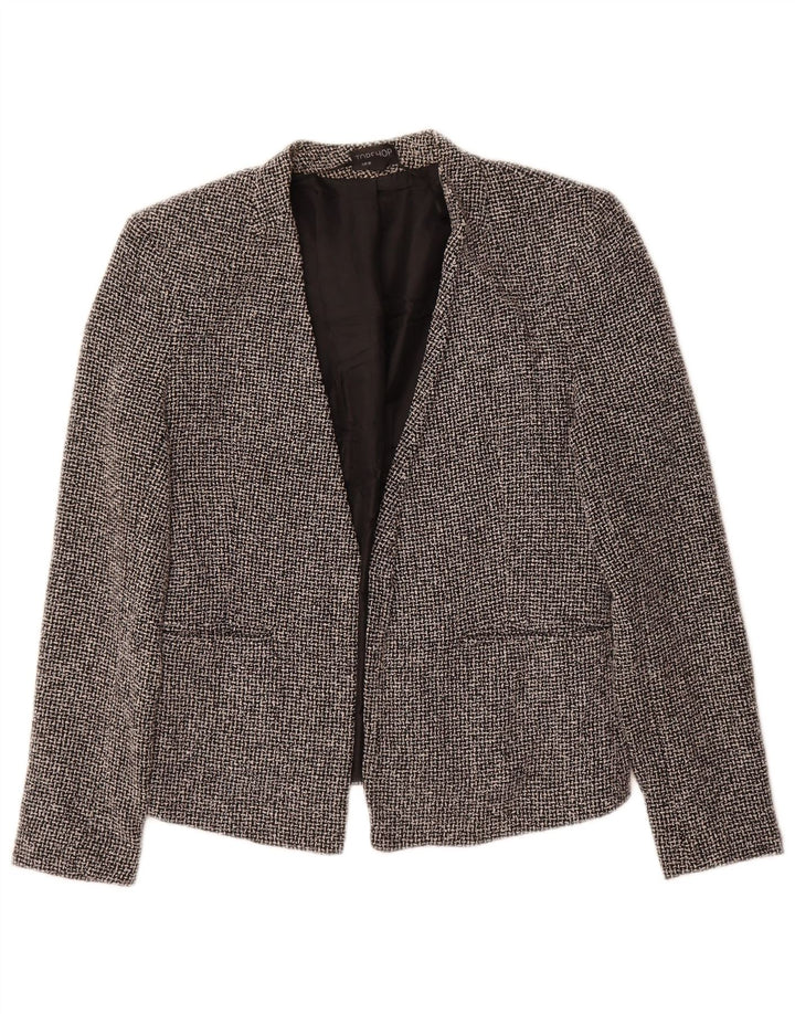 Giacca blazer aperta da donna Topshop UK 10 piccolo cotone a quadri neri