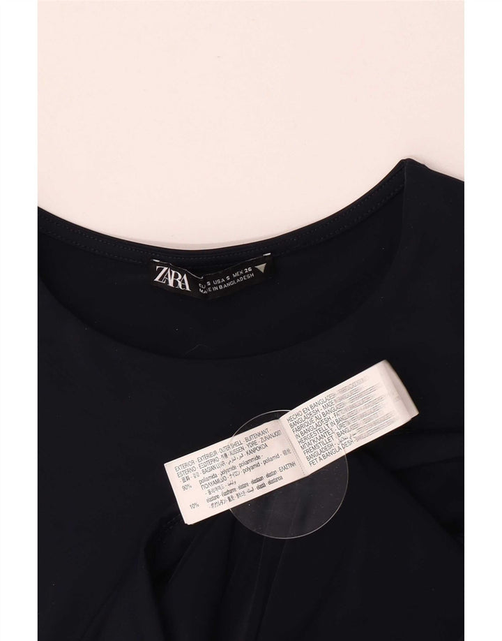 Top Zara da donna a maniche lunghe UK 8 Small blu navy in poliammide