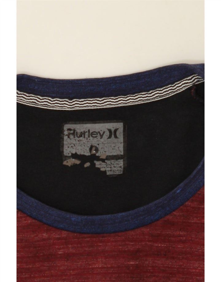 HURLEY Mens Crew Neck Jumper Sweater Large Red Colourblock Cotton Vintage Hurley and Second-Hand Hurley from Messina Hembry 