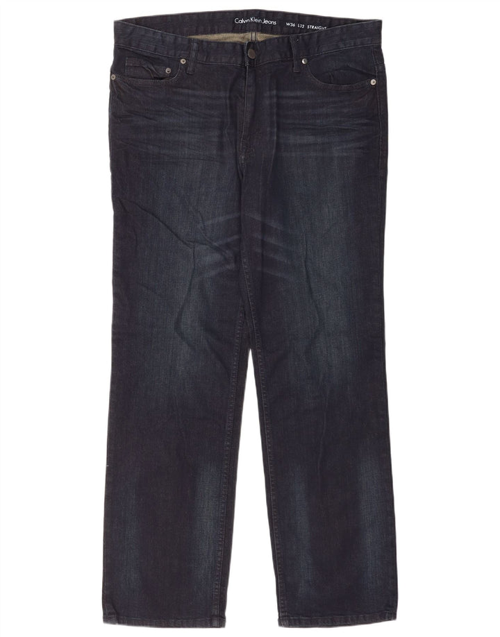 Jeans dritti da uomo Calvin Klein W36 L32 cotone blu navy