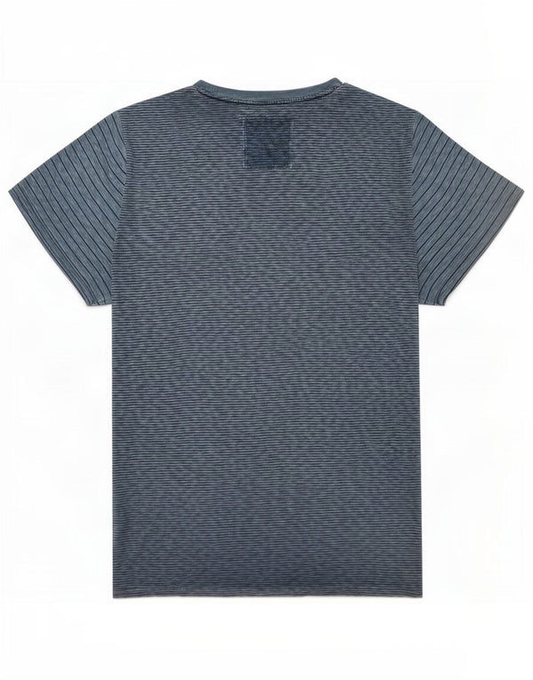 Superdry Mens T-Shirt Top XL Blue Pinstripe Cotton