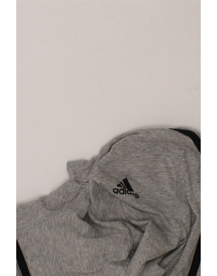 ADIDAS Boys Hooded Top Long Sleeve 7-8 Years Grey Vintage Adidas and Second-Hand Adidas from Messina Hembry 