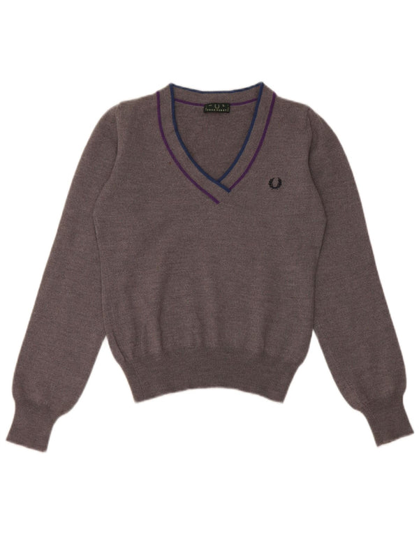 Maglione corto con scollo a V per ragazze Fred Perry 10-11 anni grande grigio