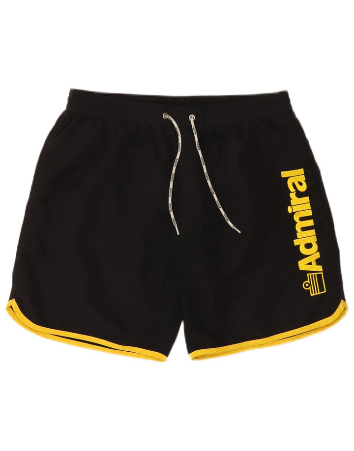 Pantaloncini da bagno grafici da uomo Admiral, grandi, in poliestere color block nero