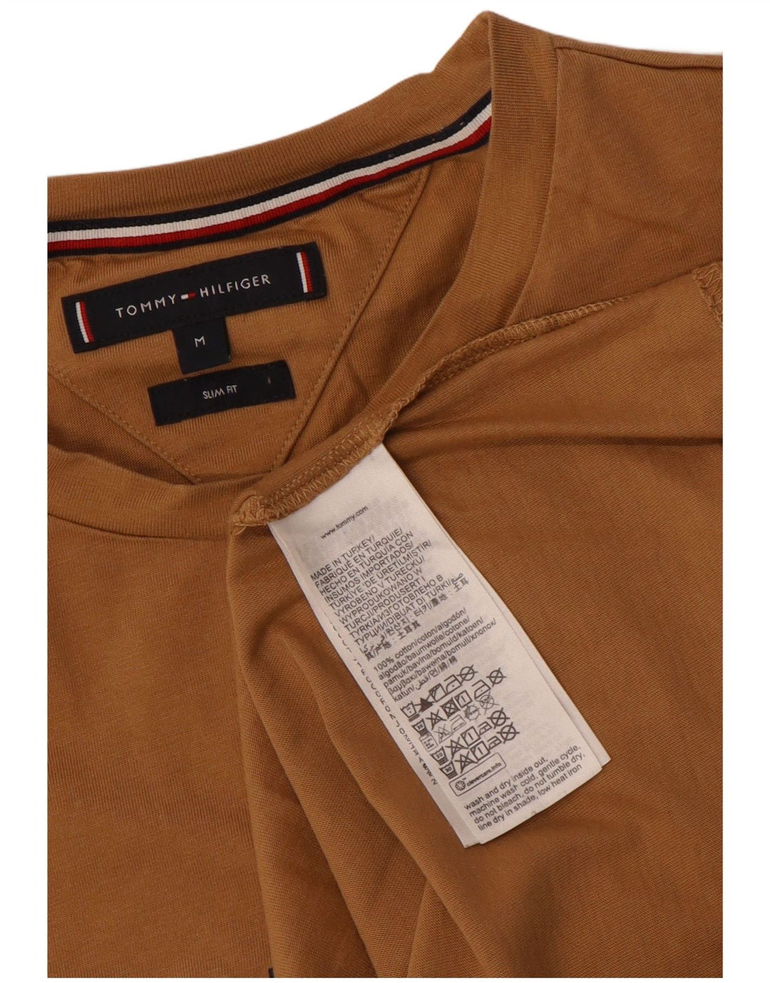 T-shirt grafica da uomo slim fit Tommy Hilfiger Top in cotone marrone medio