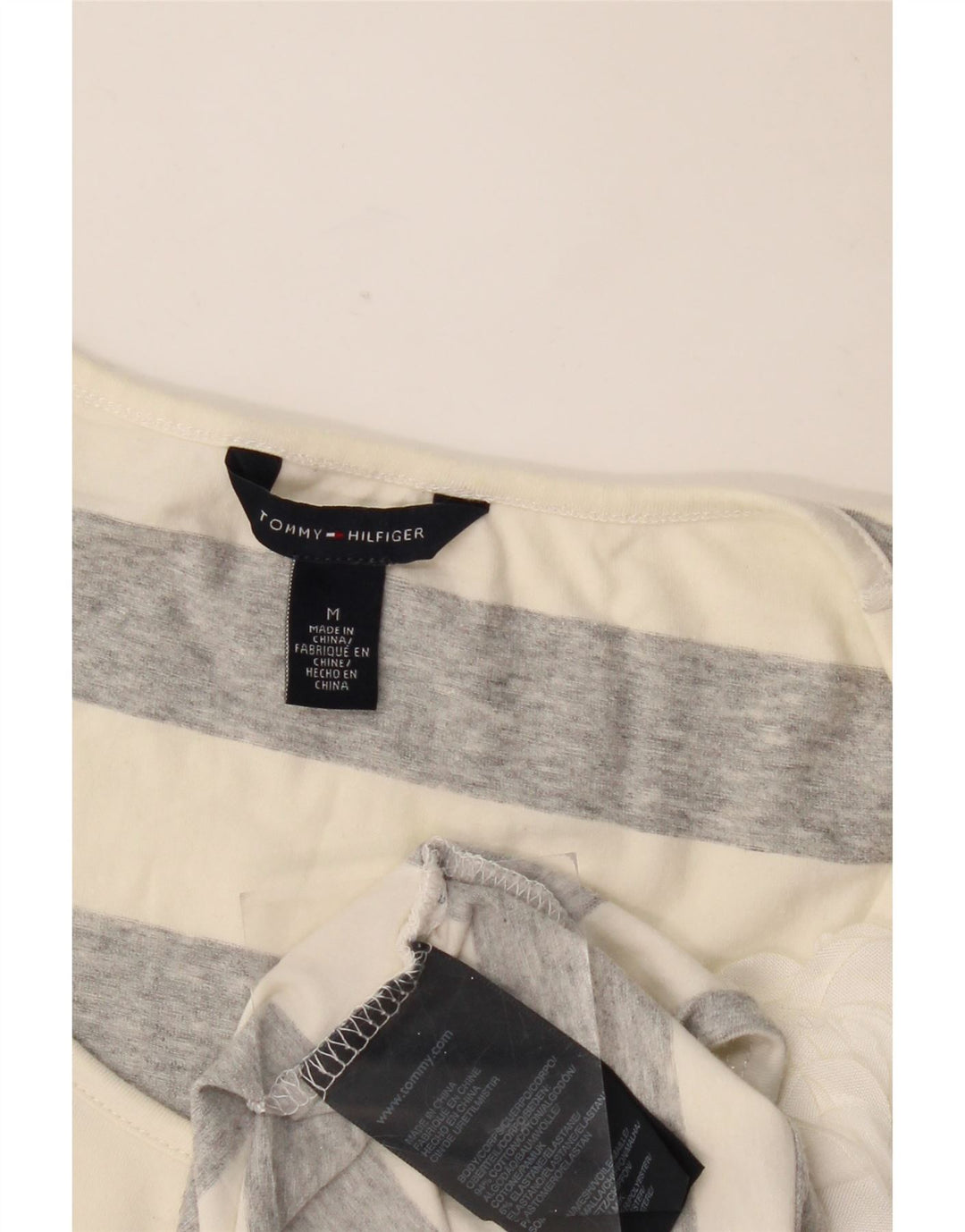 T-shirt da donna Tommy Hilfiger Top UK 12 Cotone a righe grigio medio