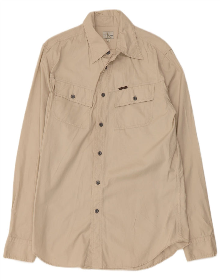 CALVIN KLEIN JEANS Camicia Uomo Large Beige Cotone