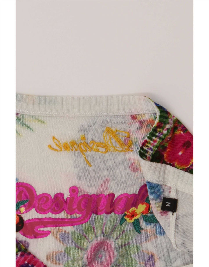 Desigual donna maglione con scollo a V maglione UK 12 medio multicolore floreale