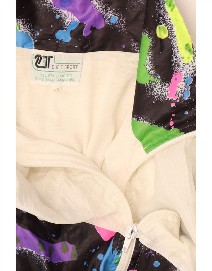 Giacca da tuta oversize vintage da donna EU 46 XL Colorblock bianco