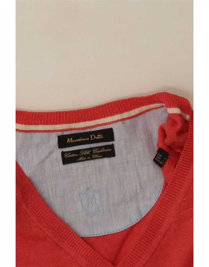 Massimo Dutti Maglione da uomo con scollo a V grande cotone rosso