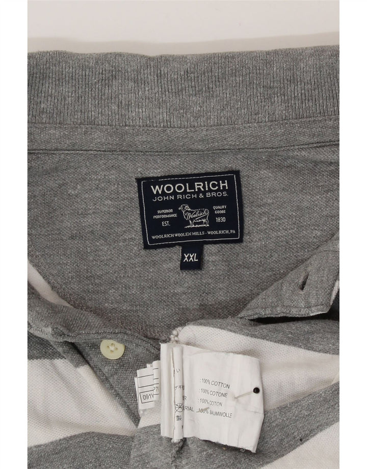 Polo da uomo Woolrich 2XL in cotone a righe grigie