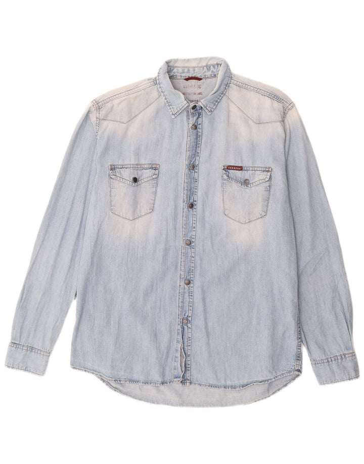Camicia di jeans da uomo Carrera grande in cotone blu