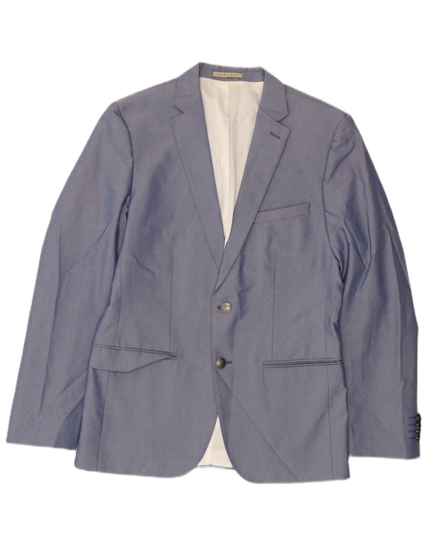 Giacca blazer da uomo a 2 bottoni Zara UK 36 piccola in cotone blu