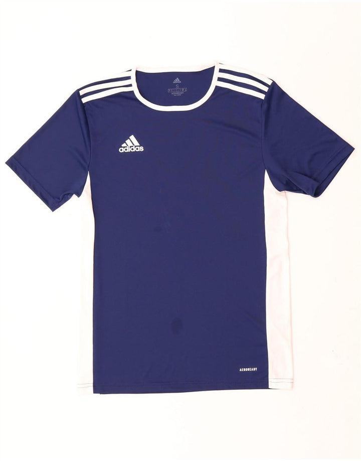 Maglietta Adidas Aeroready da uomo, piccola, in poliestere color block blu navy
