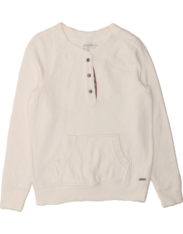 EDDIE BAUER Womens Sweatshirt Jumper UK 14 Medium White Cotton Vintage Eddie Bauer and Second-Hand Eddie Bauer from Messina Hembry 