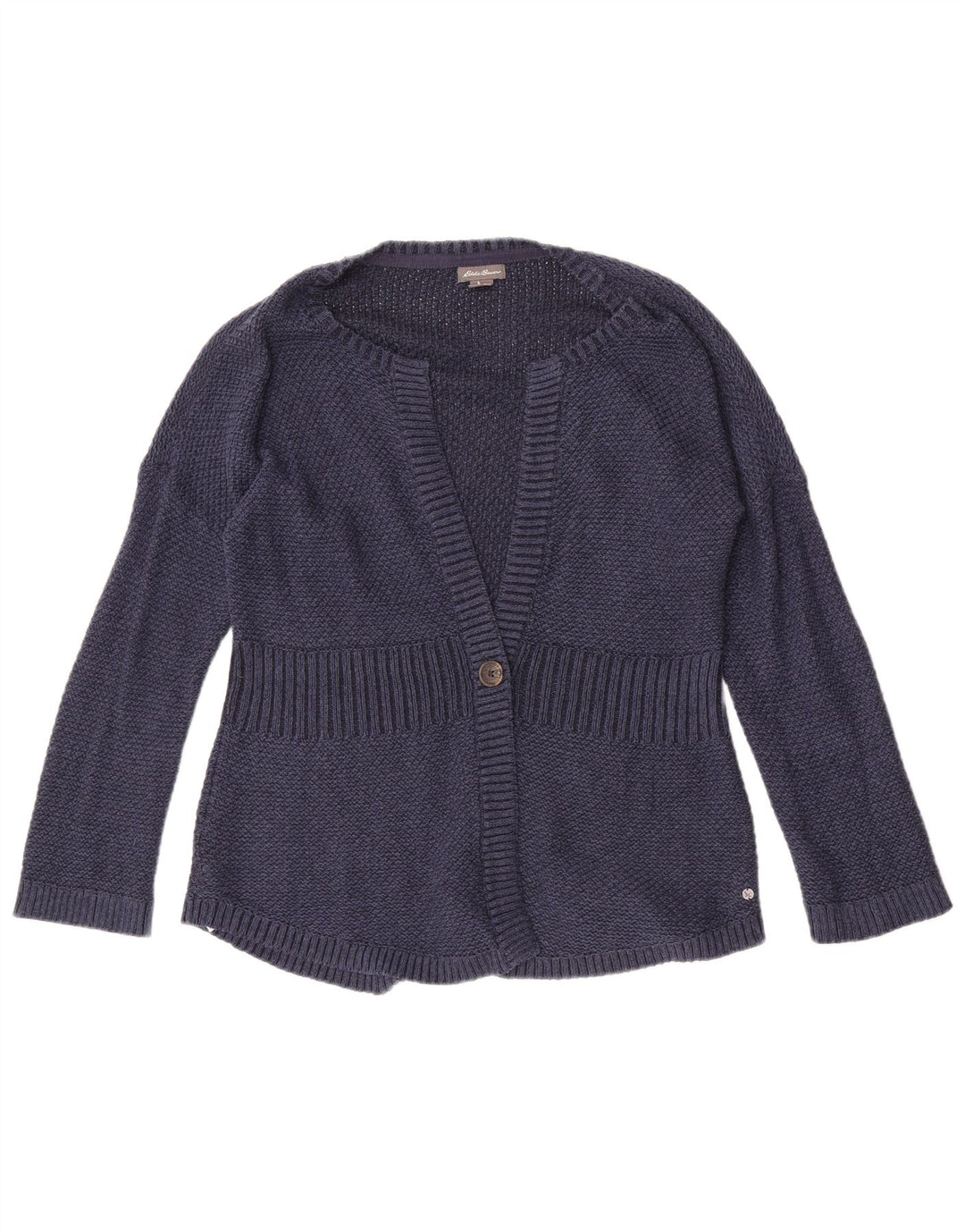 Maglione cardigan da donna Eddie Bauer UK 14 Cotone medio blu navy