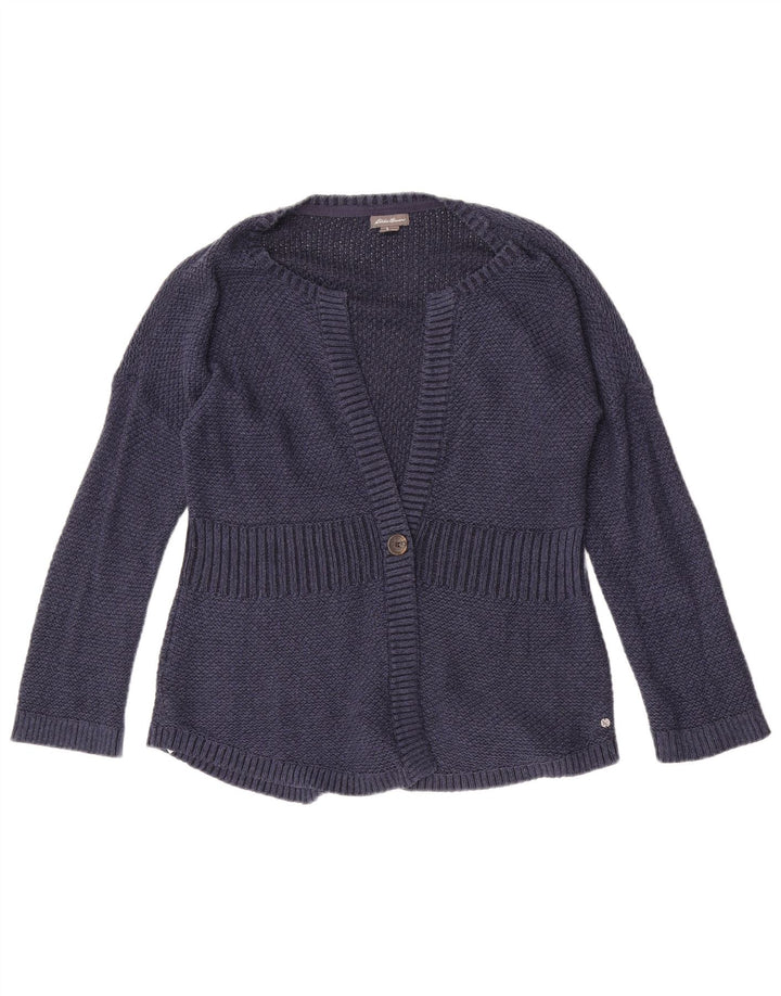Maglione cardigan da donna Eddie Bauer UK 14 Cotone medio blu navy