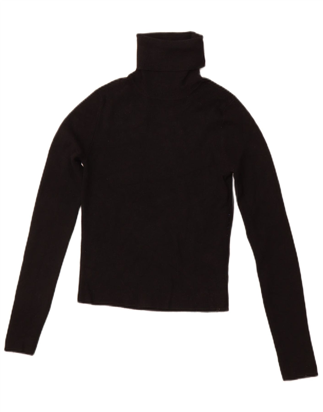 ZARA Maglione Corto da Donna con Collo Alto UK 12 Viscosa Nera Media