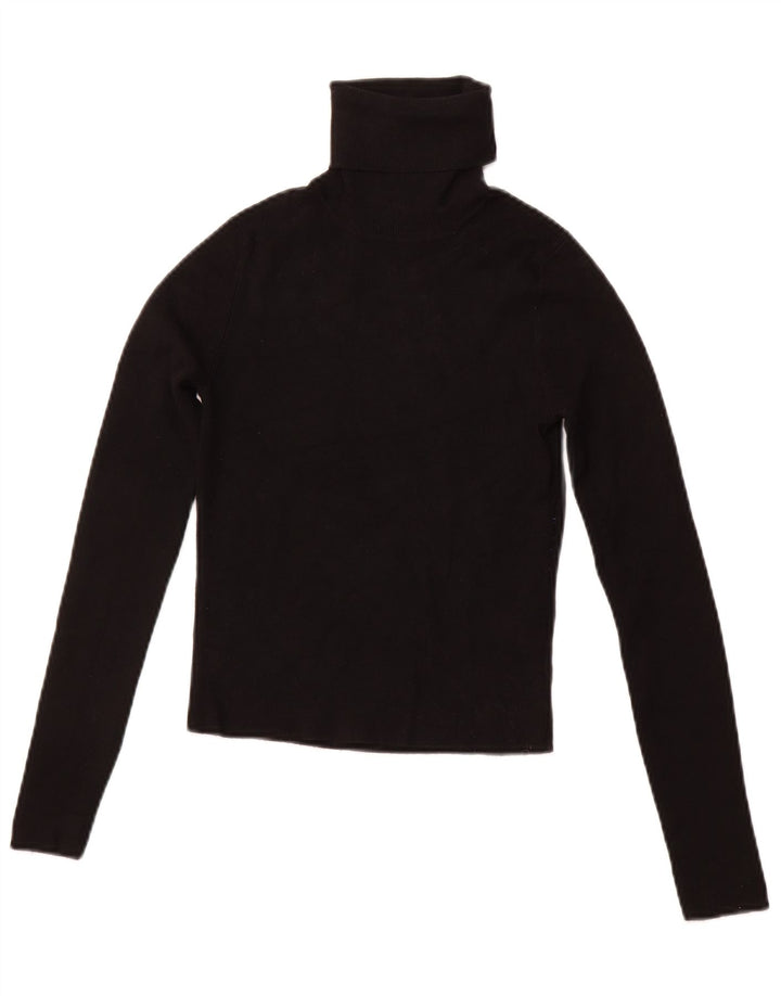 ZARA Maglione Corto da Donna con Collo Alto UK 12 Viscosa Nera Media