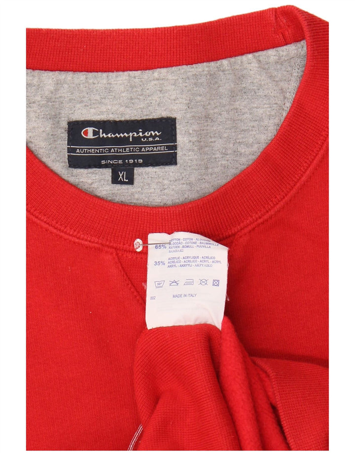 CHAMPION Felpa con grafica da uomo Maglione XL Rosso Cotone