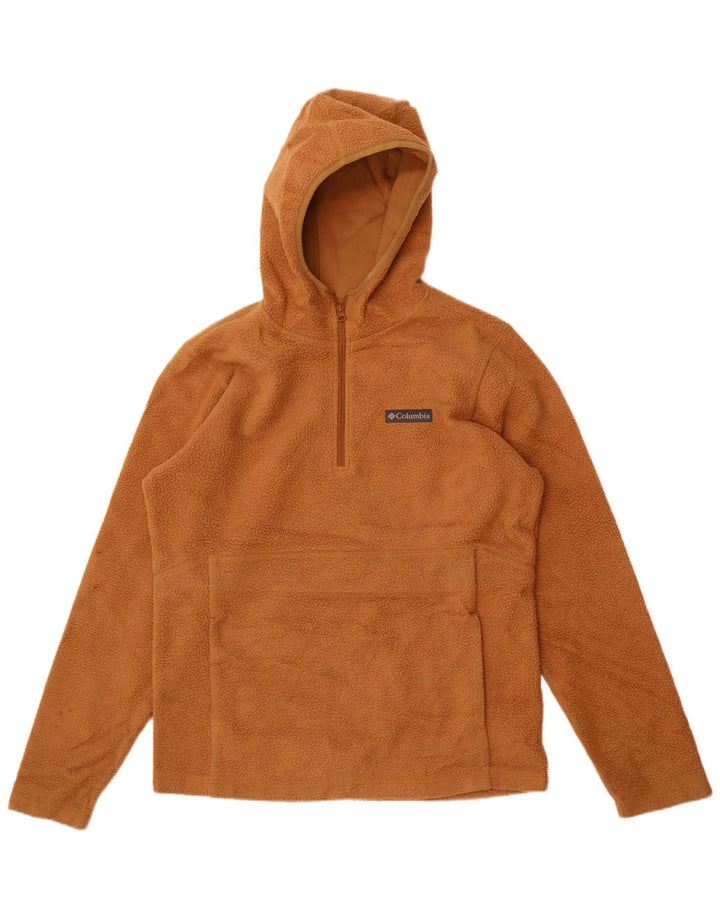 Maglione in pile da uomo Columbia con cappuccio e zip, piccolo in poliestere marrone