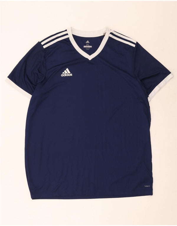 T-shirt Adidas Climalite da uomo Top 2XL Poliestere color block blu navy